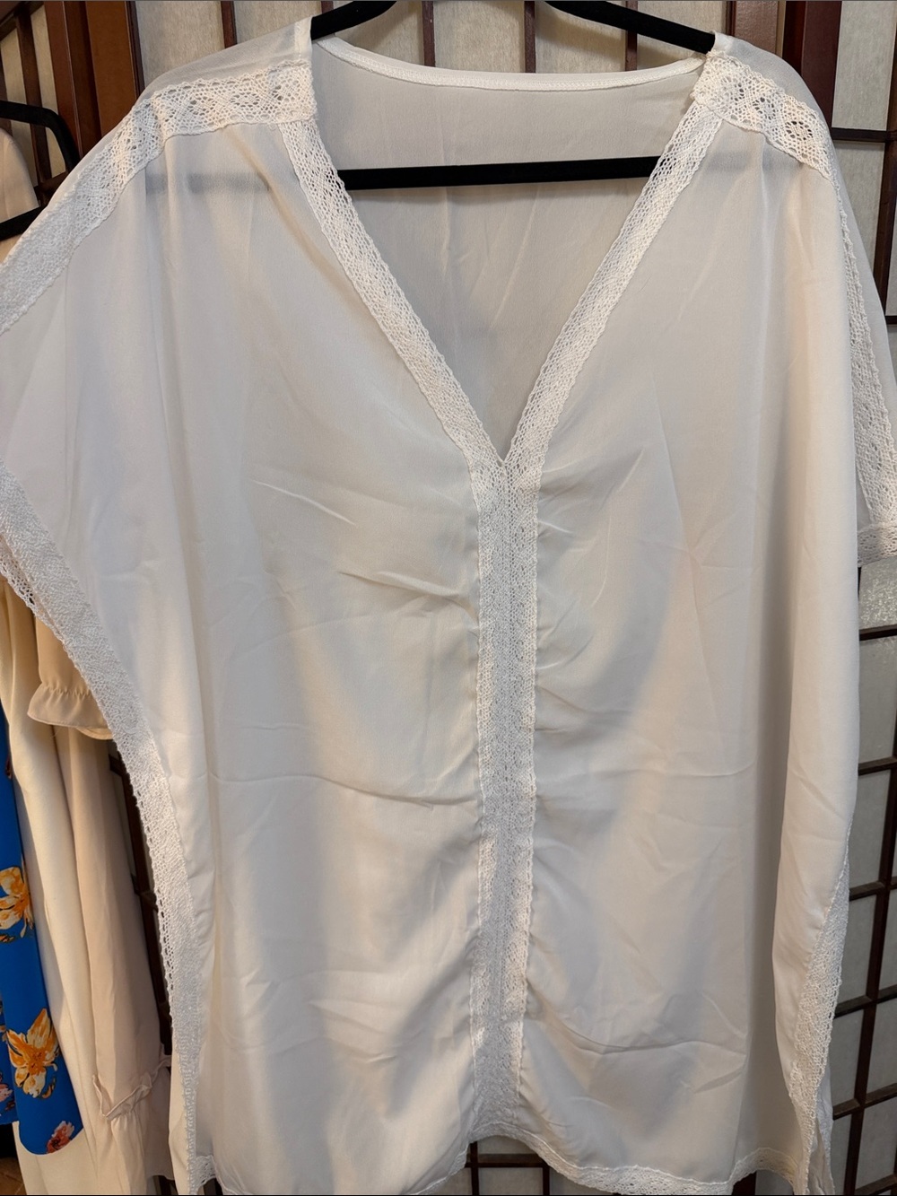 Lace-Trim White Sheer Kaftan Robe - Women Intimates & Sleepwear